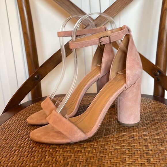 J.Crew light pink suede rounded block heel sandals size 6 - Picture 5 of 9
